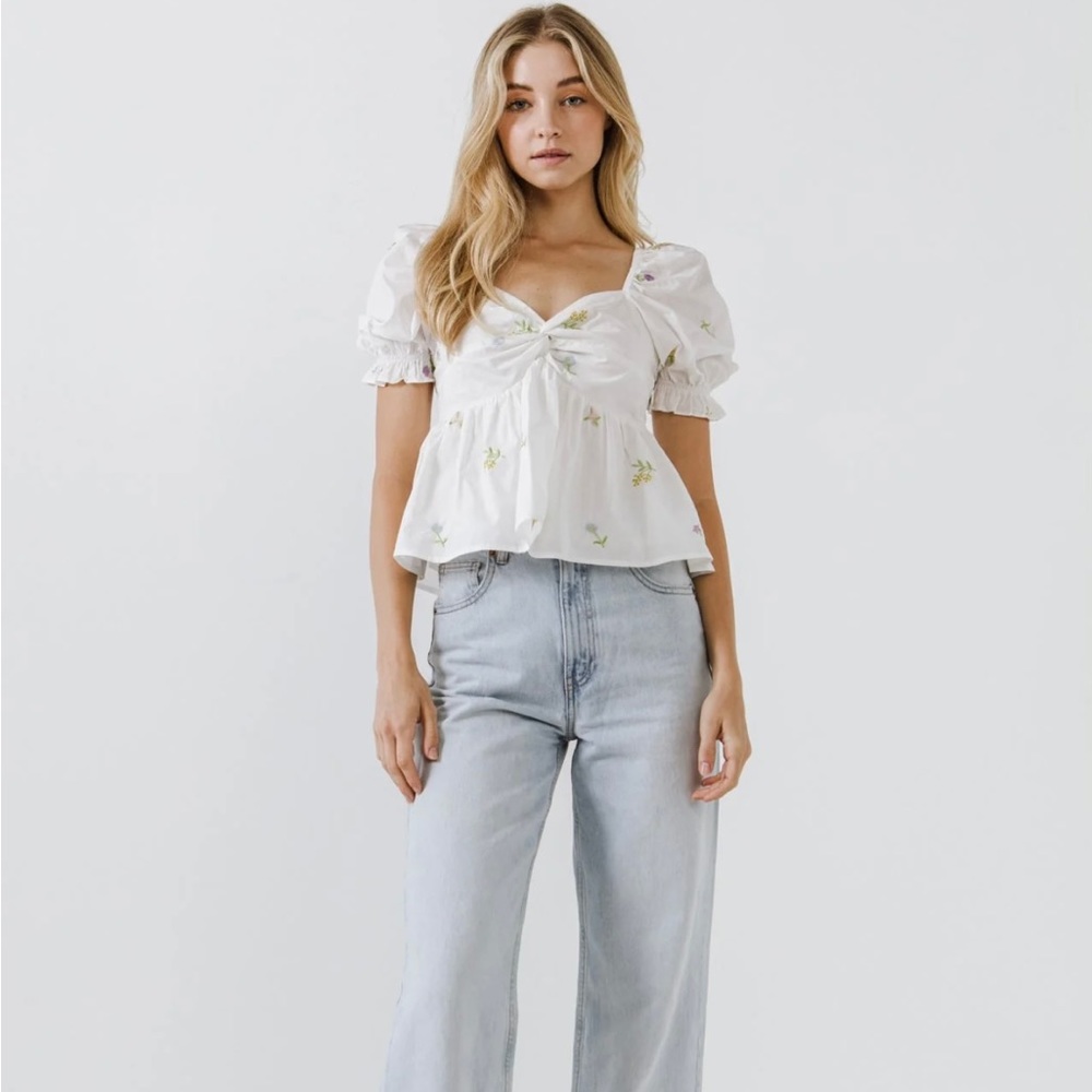 NWT English Factory Multi Floral Embroidery Top